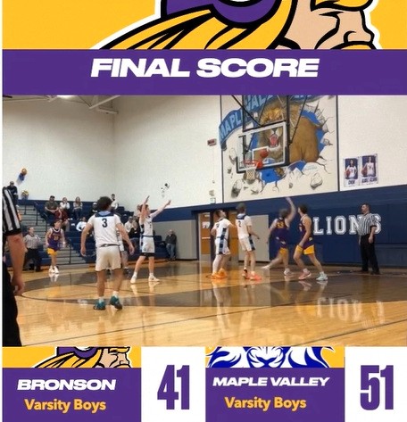 Bronson drops boys basketball game to Maple Valley 51-41